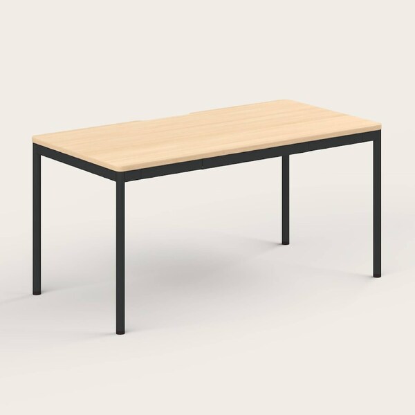 RECESS Everyday Desk, Modern Minimalist Home Office Desk - Maple Tabletop Small Maple Top | Black Legs & Frame