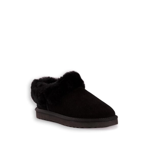 AUS WOOLI UGG Unisex Coogee Sheepskin Wool Ankle Slippers In Black AU WOMEN 10/AU MEN 8