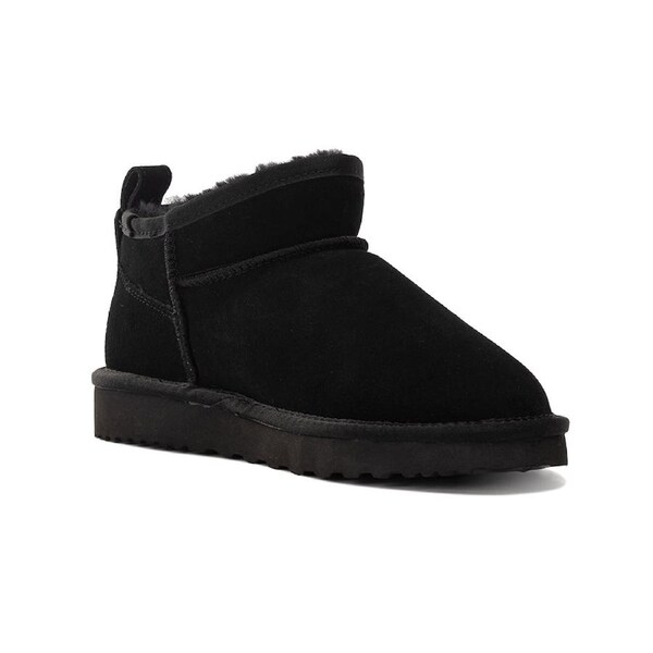 AUS WOOLI UGG Airlie Sheepskin Ultra Mini Boots In Black AU WOMEN 8/AU MEN 6
