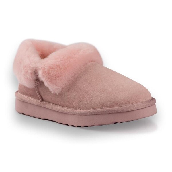 AUS WOOLI UGG Unisex Coogee Sheepskin Wool Ankle Slippers In Pale Pink AU WOMEN 8/AU MEN 6