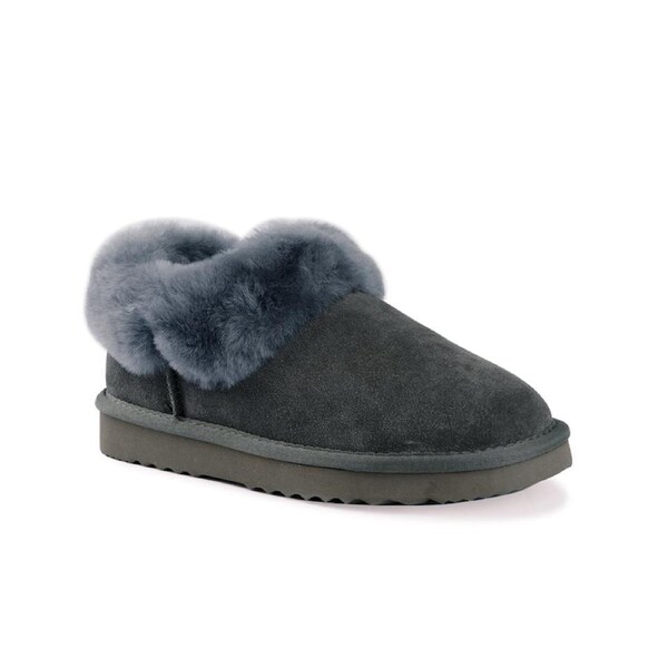 AUS WOOLI UGG Unisex Coogee Sheepskin Wool Ankle Slippers In Grey AU WOMEN 8/AU MEN 6