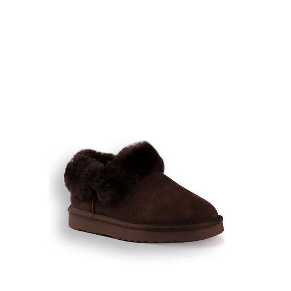 AUS WOOLI UGG Unisex Coogee Sheepskin Wool Ankle Slippers In Chocolate AU WOMEN 9/AU MEN 7