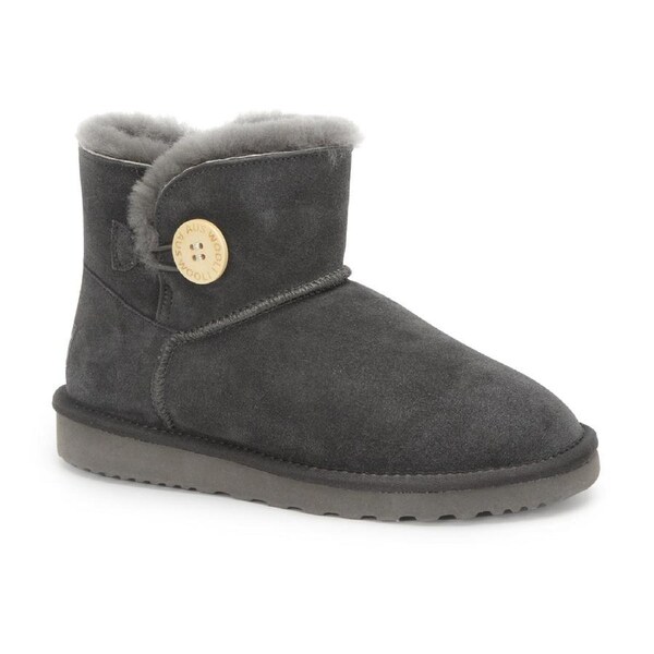 AUS WOOLI UGG Cabarita Sheepskin Short Button Boots In Grey AU WOMEN 9/AU MEN 7