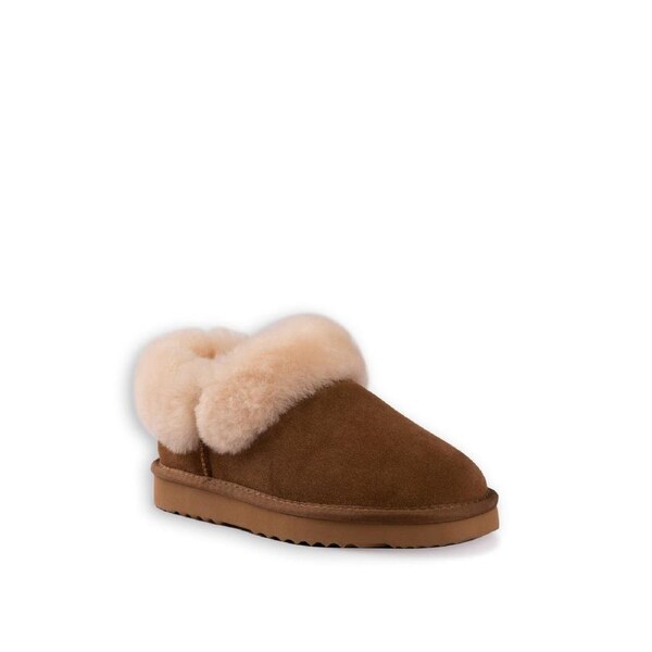 AUS WOOLI UGG Unisex Coogee Sheepskin Wool Ankle Slippers In Tan AU WOMEN 7/AU MEN 5