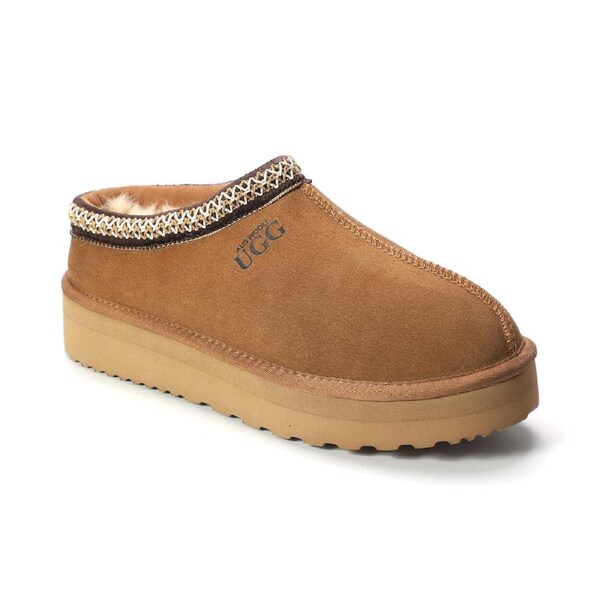 AUS WOOLI UGG Mentone Sheepskin Wool Ankle Braid Platform Slippers In Tan AU WOMEN 10/AU MEN 8