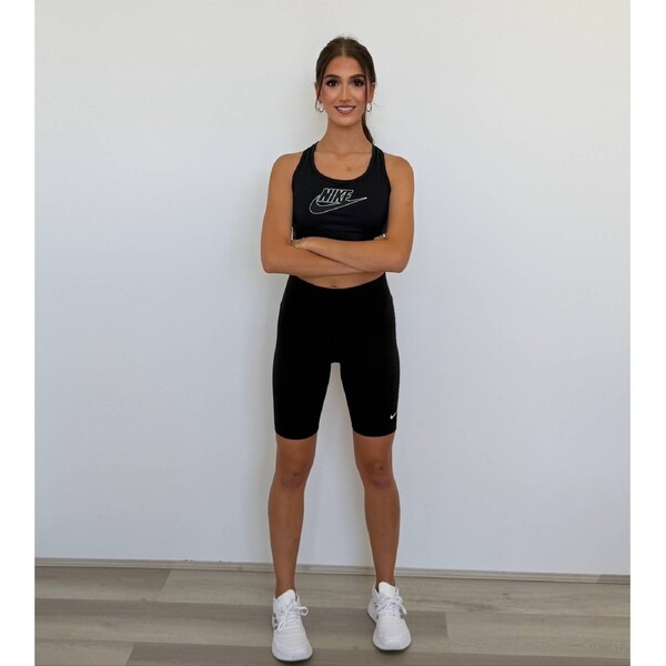 Nike Women’s Sportswear Essential Tight Fit Mid Rise Bike Shorts – Black/White XS