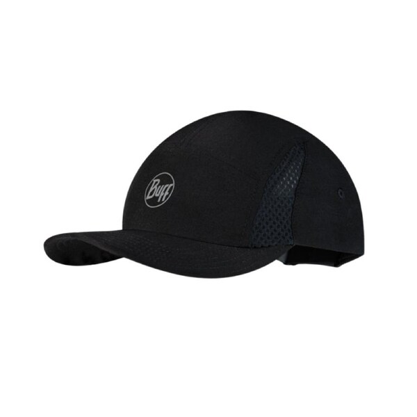 Buff 5 Panel Go Cap Black Lightweight Breathable Recycled UPF50 Adjustable Hat Solid Black / S/M