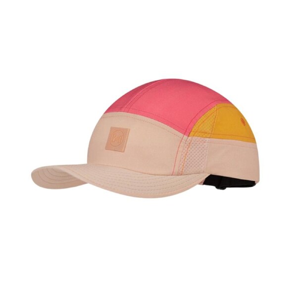 Buff 5 Panel Go Cap Black Lightweight Breathable Recycled UPF50 Adjustable Hat Domus Apricot / L/XL