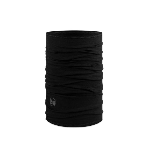 Buff Merino Wool Neckwear Lightweight Multifunction Scarf Solid Black