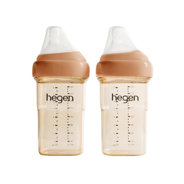 Hegen PCTO™ 240ml Feeding Bottle PPSU, 2-Pack with 2 x Medium Flow Teat Auburn