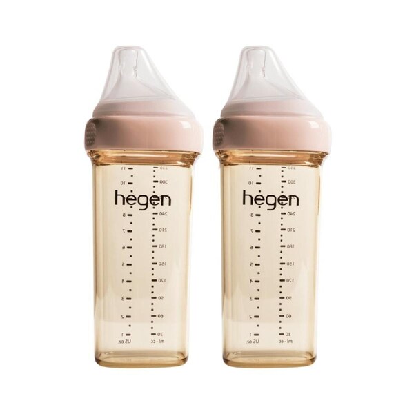 Hegen PCTO™ 330ml Feeding Bottle PPSU, 2-Pack with 2 x Fast Flow Teat Pink