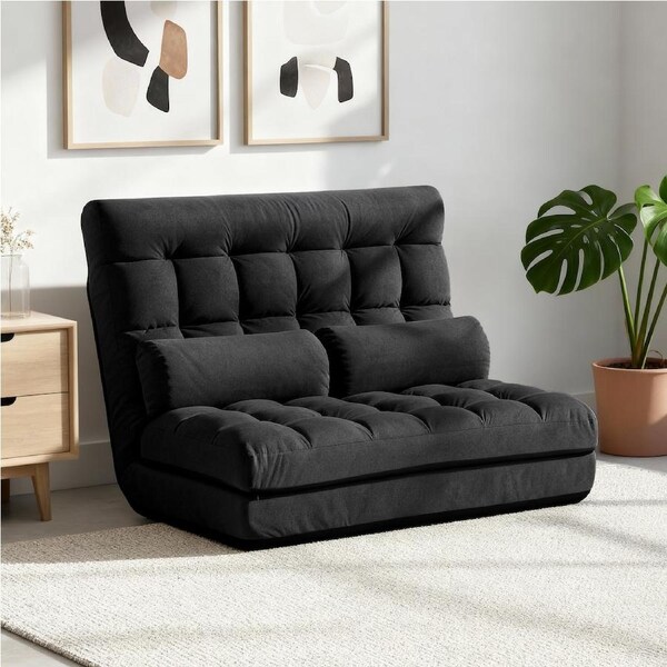 Artiss Floor Sofa Bed Lounge Recliner Folding 2 Seater Chaise Futon Chair Couch Model A - Charcoal Suede