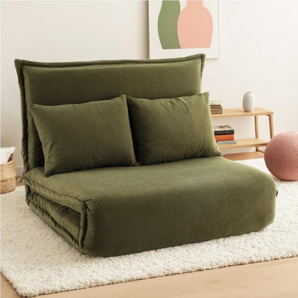 Artiss Floor Lounge Sofa Chair 2/1 Seater Green/Grey/Orange 2 Seater-Green