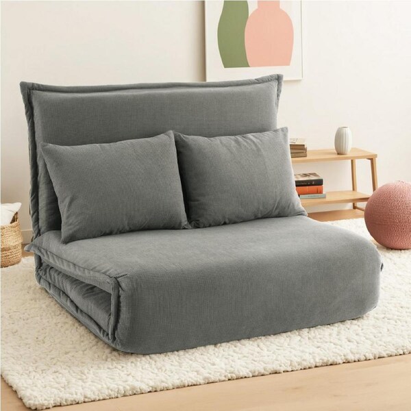 Artiss Floor Lounge Sofa Chair 2/1 Seater Green/Grey/Orange 2 Seater-Grey