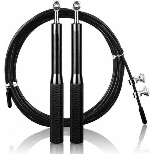 TODO Speed Ball Bearing Jump Rope w/ Anti Slip Handles Fitness Workout Exercise Boxing Black