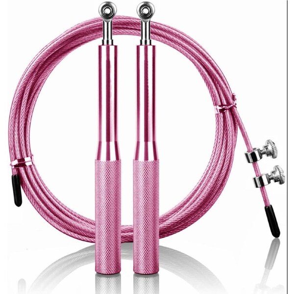 TODO Speed Ball Bearing Jump Rope w/ Anti Slip Handles Fitness Workout Exercise Boxing - Pink Pink