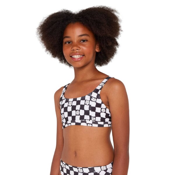 Decathlon Girl’S Adjustable Bralette Swimsuit Top 500 Nora Black And White 10-11 Years / 141-148 cm / Black