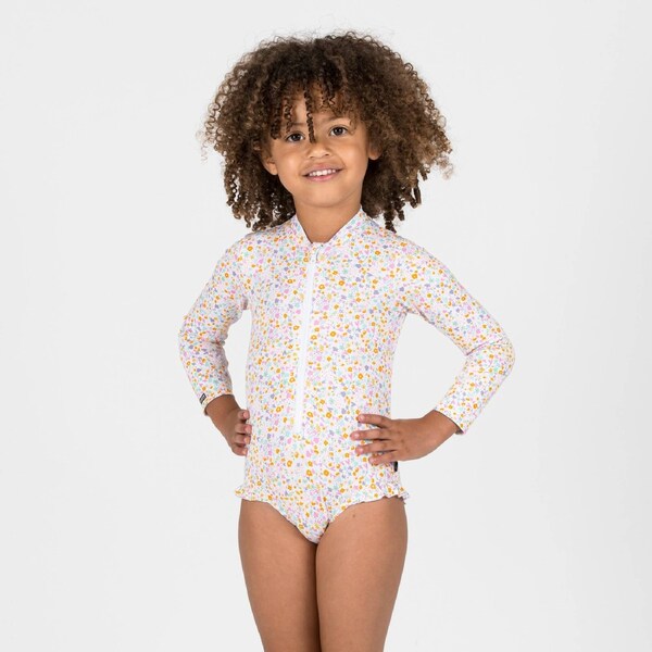 Decathlon Baby / Girls' Long Sleeve Uv Protection 1 Piece Swimsuit Izia Mimi Pink 12 Months / 73-75cm / Pink