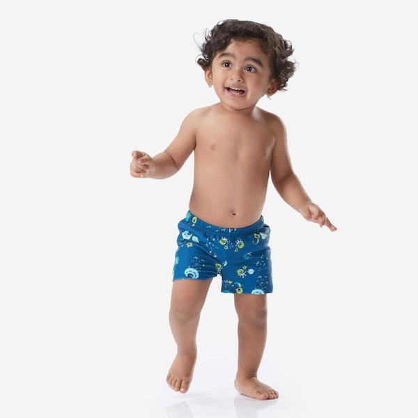 Decathlon Baby Washable Swimming Nappy Boxer Blue Printed 12 Months / 73-75cm / Blue/Green