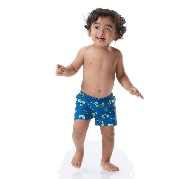 Decathlon Baby Washable Swimming Nappy Boxer Blue Printed 12 Months / 73-75cm / pale mint,prussian blue