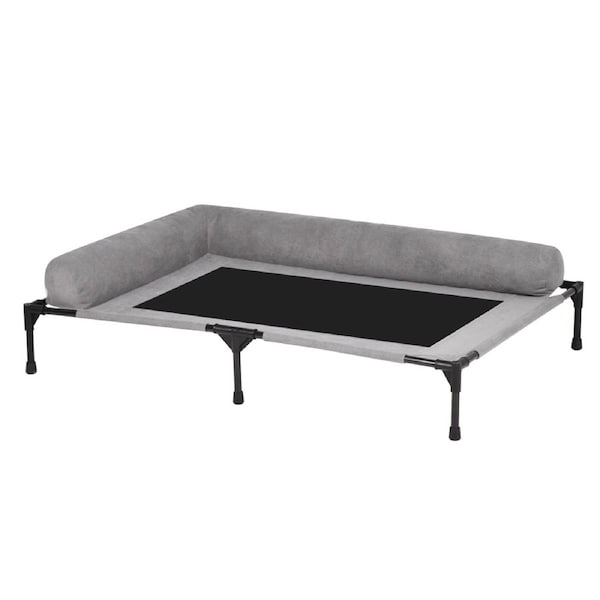 Advwin Elevated Dog Bed Raised Pet Cot Bed with Pillow 128 * 82 * 17CM Large Extra Large Pet Portable Travel Bed with Pillow Indoor Outdoor Use Gray
