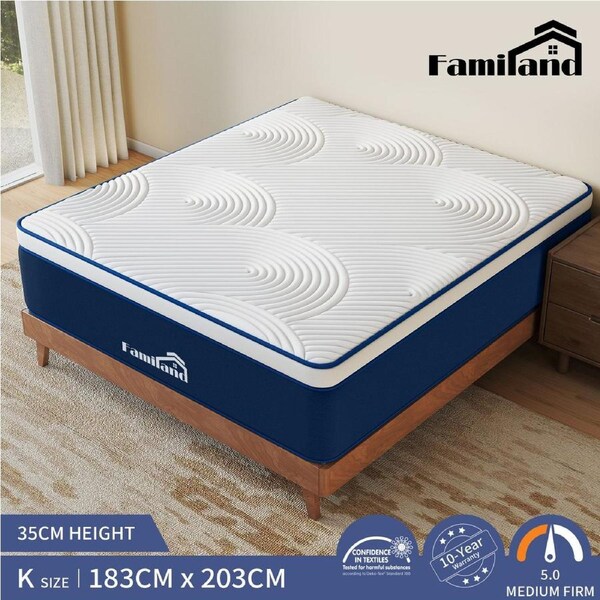 Familand 35cm Mattresses Queen Double King Single Euro Top Medium Firm Memory Foam Bed King