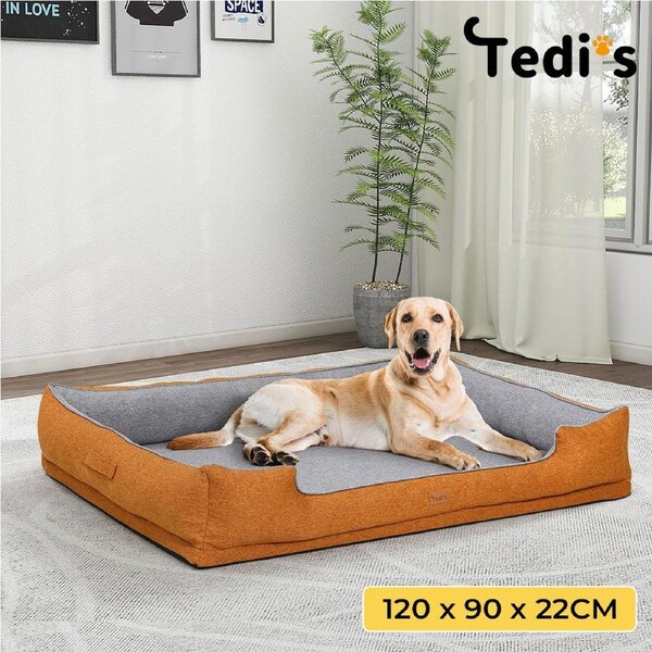 Tedi's Orthopedic Dog Bed in orange XXL-120cm x 90cm x 22cm