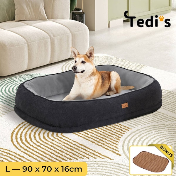 Tedi's Orthopedic Dog Bed with Rattan Mat L--90cm x 70cm x 16cm