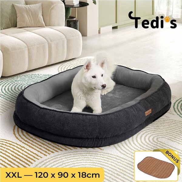 Tedi’s Orthopedic Dog Bed with Rattan Mat XXL--120cm x 90cm x 18cm