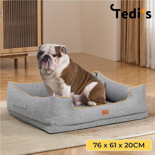 Tedi's Orthopedic Dog Bed in Grey M-76cm x 61cm x 20cm