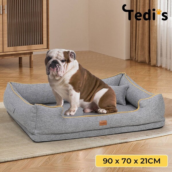 Tedi's Orthopedic Dog Bed in Grey L-90cm x 70cm x 21cm