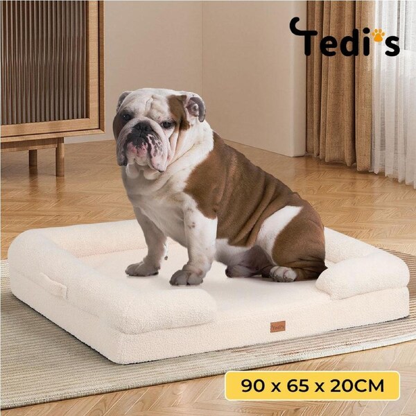Tedi’s Orthopedic Dog Calming Bed in Cream L-90cm x 65cm x 20cm