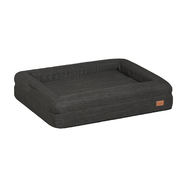 Tedi's Linen Orthopedic Dog Bed in Dark Grey L-80cm x 64cm x 18cm