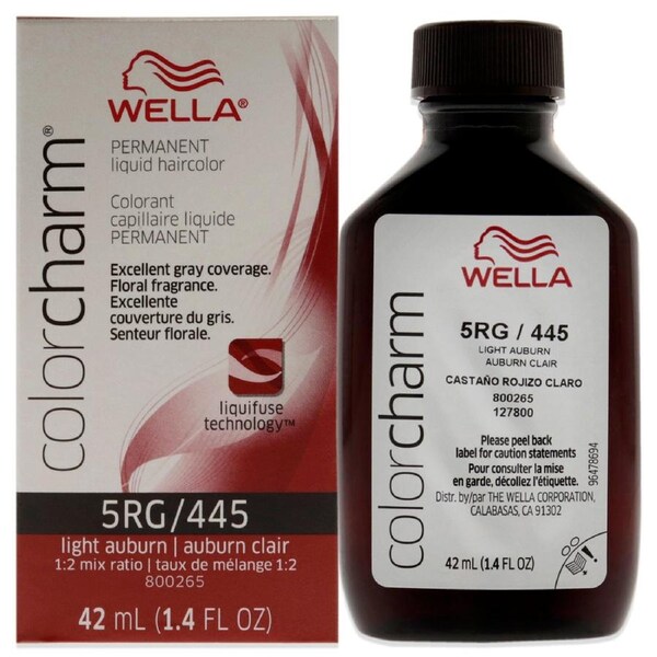 Color Charm Permanent Liquid Hair Color - 445 5RG Light Auburn by Wella for Unisex - 1.42 oz Hair Color 1.42 oz
