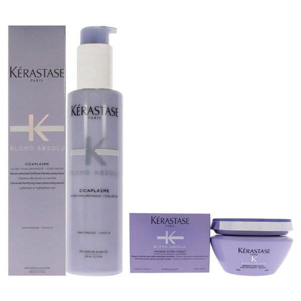 Kerastase Blonde Absolu Ultra Violet Masque and Cicaplasme Serum Kit by Kerastase for Unisex - 2 Pc Kit 6.8oz Masque, 5.1oz Serum 2 Pc Kit