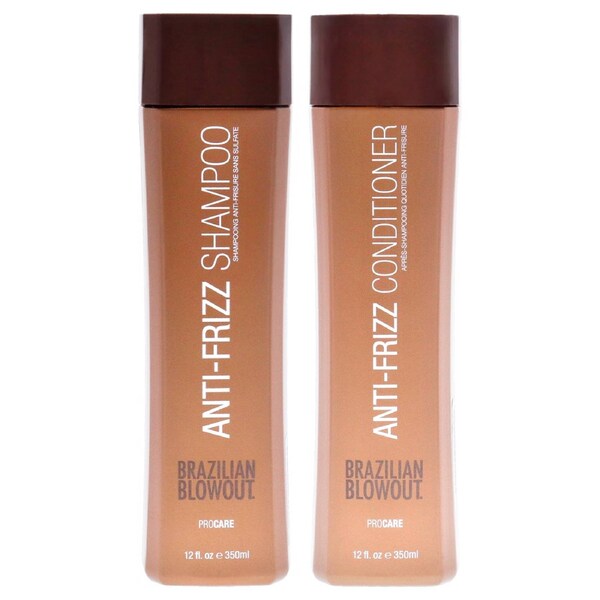 Anti Frizz Shampoo and Conditioner Kit by Brazilian Blowout for Unisex - 2 Pc Kit 12oz Shampoo, 12oz Conditioner 2 Pc Kit