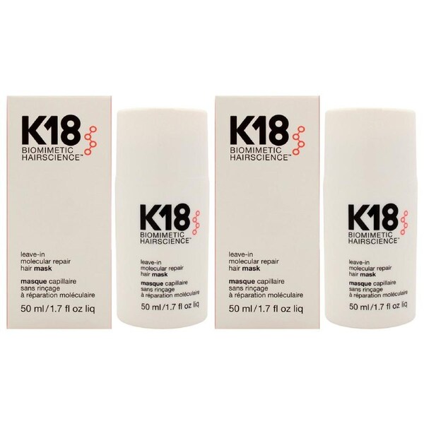 K18 Leave-In Molecular Repair Hair Mask by K18 Hair for Unisex - 1.7 oz Masque - Pack of 2 1.7 oz