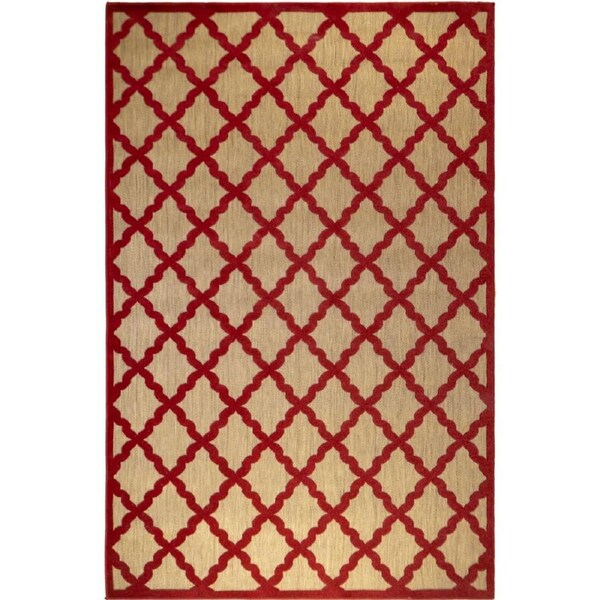 Cyrus Rugs Marco Flatweave trellis Rug Red 290x190cm 290x190cm