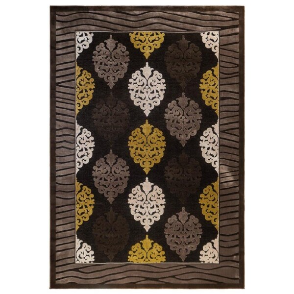 Cyrus Rugs Romeo Contemporary Floral Rug Brown 230x160cms 230x160cm