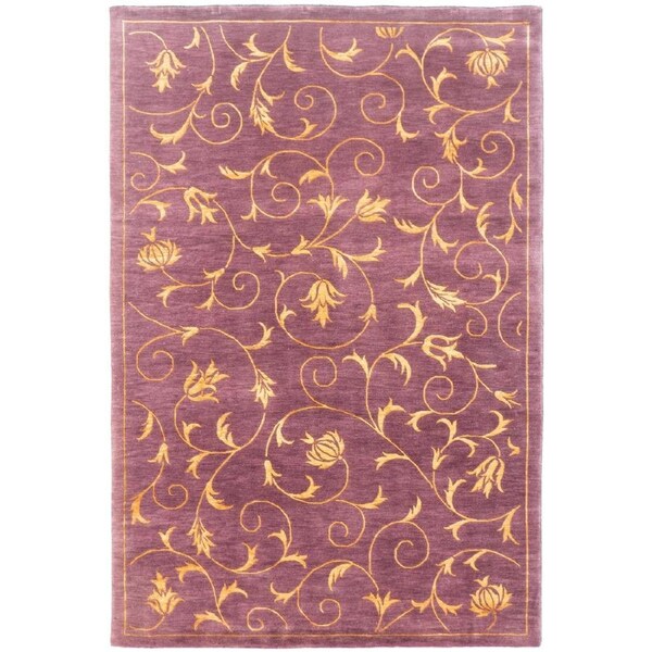Cyrus Rugs Tibetan 120 Lines Floral Hand Knotted Wool & Silk Rug 230x155cm 230x155 cms