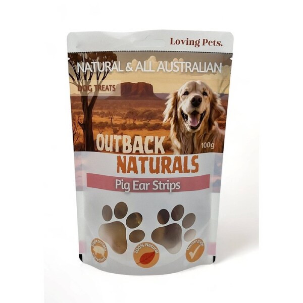 Loving Pets Pig Ear Strips Dog Treats 100gm 100g