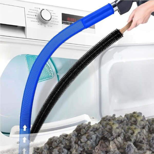 2 Pieces Dryer Vent Cleaner Kit Compatible with Most Vacuum Cleaner, Dryer Lint Brush and Vacuum Hose Attachment, Quickly Lint Remover Deep Blue