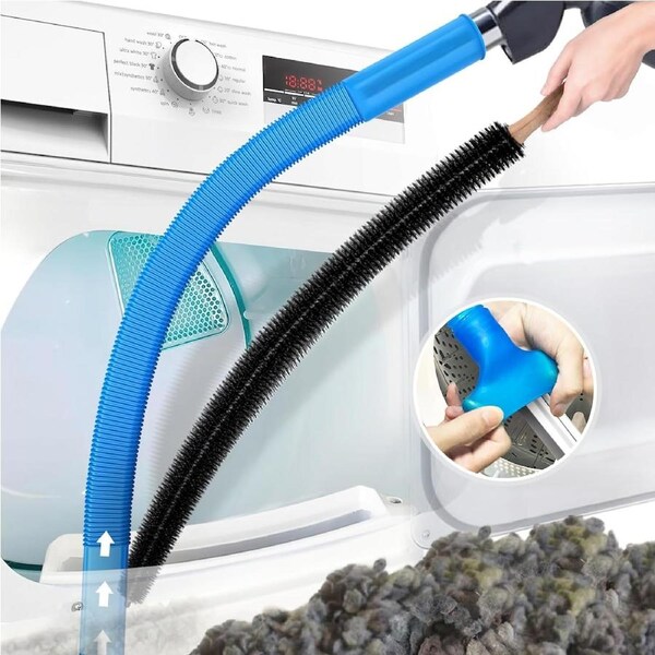 2 Pieces Dryer Vent Cleaner Kit Compatible with Most Vacuum Cleaner, Dryer Lint Brush and Vacuum Hose Attachment, Quickly Lint Remover Blue