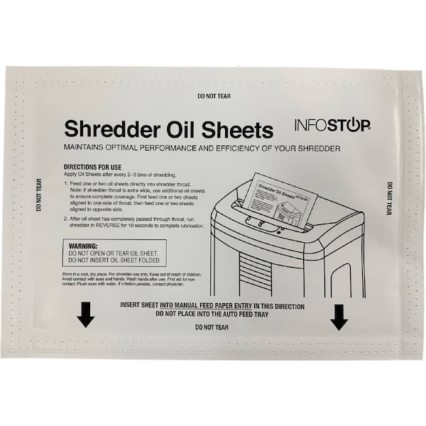 INFOSTOP Paper Shredder Oil Sheets 1x6 Sheets