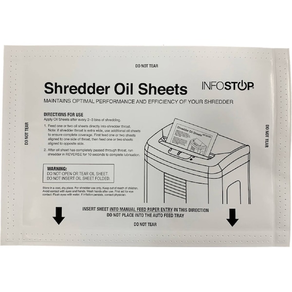 INFOSTOP Paper Shredder Oil Sheets 12x6 Sheets