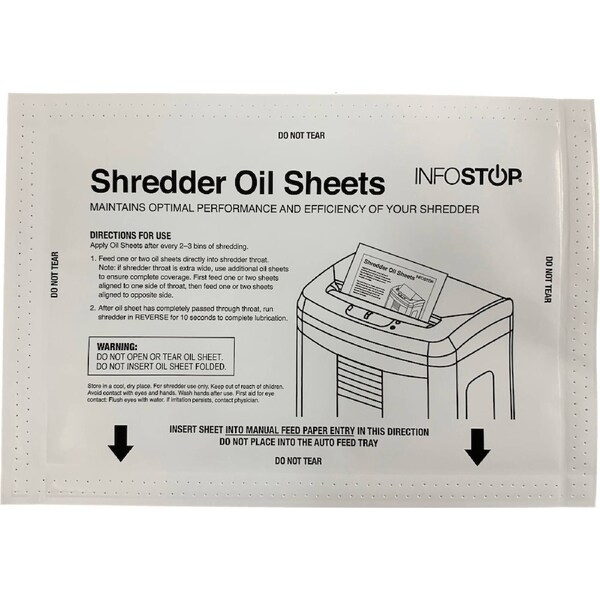 INFOSTOP Paper Shredder Oil Sheets 48x6 Sheets