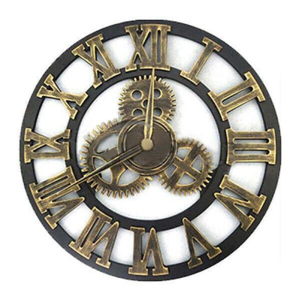 Salesbay Large Metal and Wooden Industrial French Provincial Antique Round Wall Clock AS00151-B-40