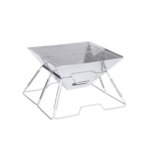 Elore BBQ Grill Camping Portable Foldable Fire Pit Stainless Steel Carrybag 42x42x27cm