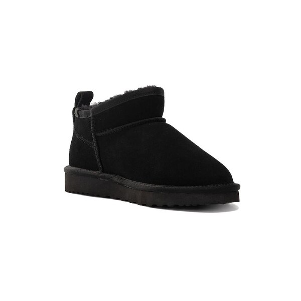 AUS WOOLI UGG Airlie Sheepskin Ultra Mini Boots In Black AU WOMEN 6/AU MEN 4