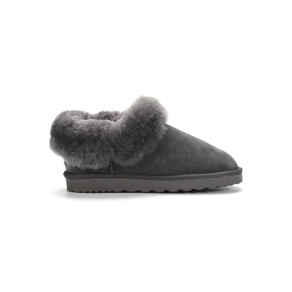 AUS WOOLI UGG Unisex Coogee Sheepskin Wool Ankle Slippers In Grey AU WOMEN 10/AU MEN 8